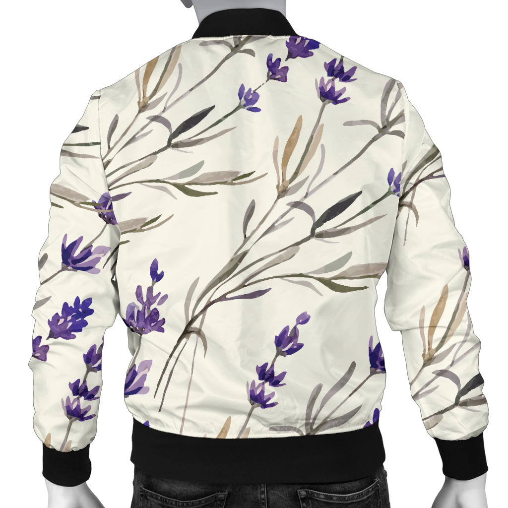 Lavender Pattern Print Design 01 Men Bomber Jacket