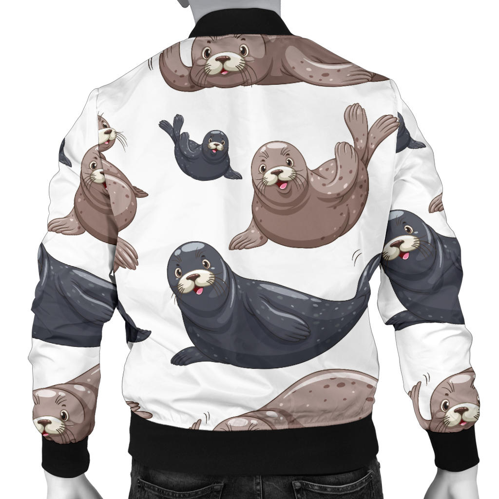 Sea Lion Pattern Print Design 02 Men Bomber Jacket