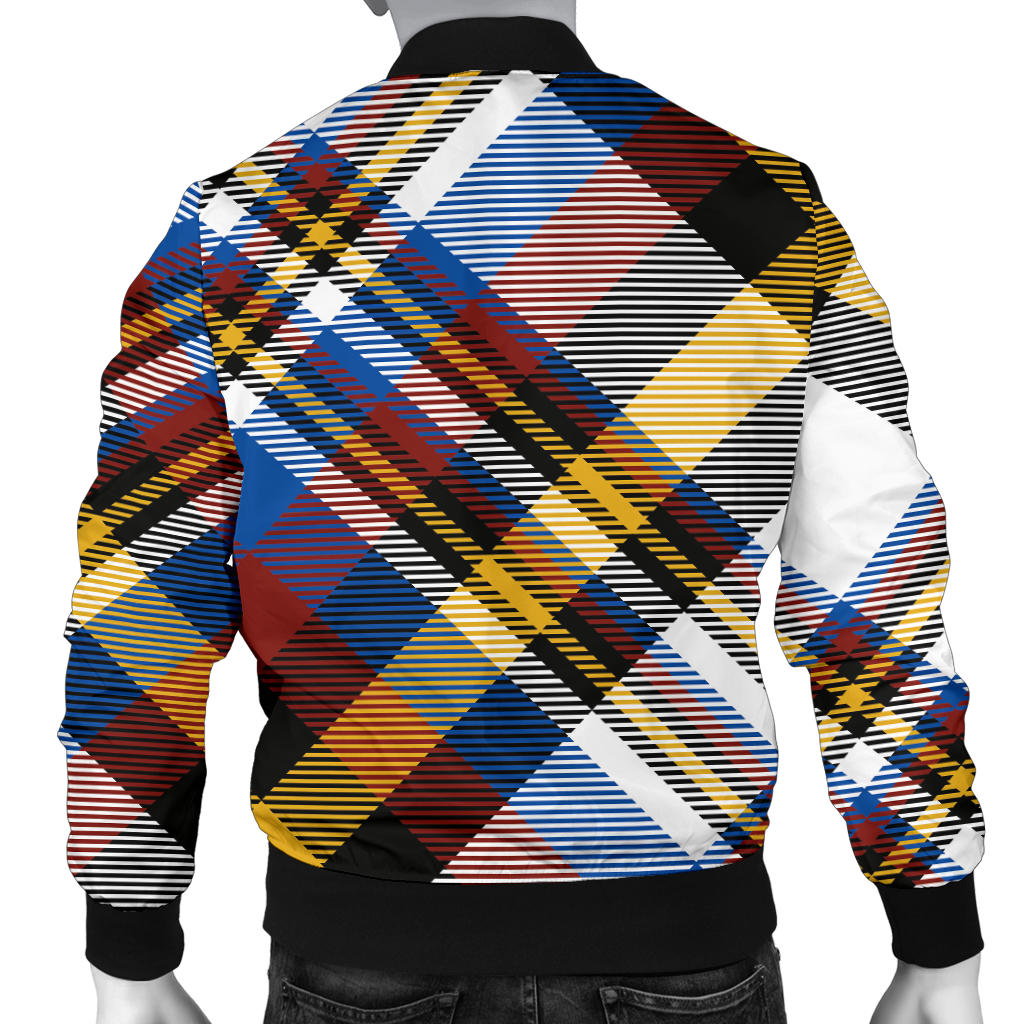 Madras Pattern Print Design 01 Men Bomber Jacket