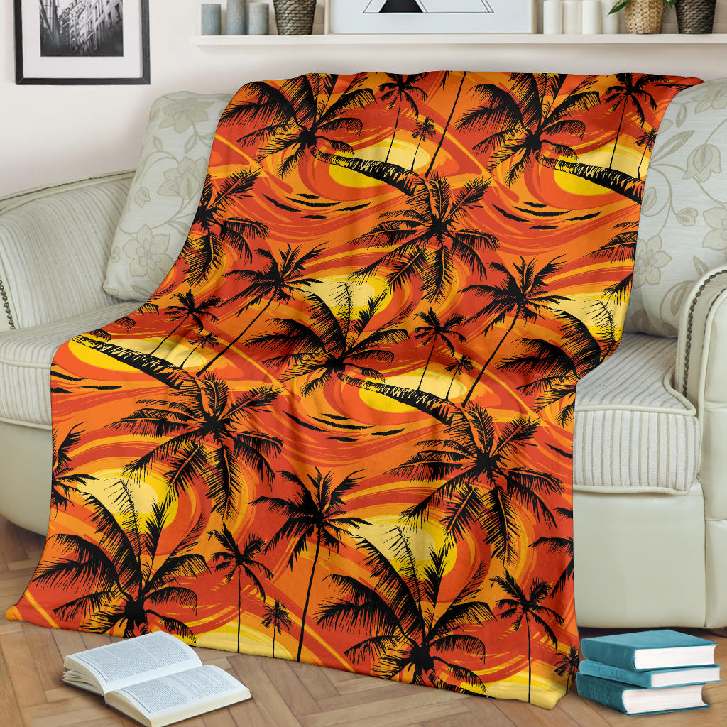 Palm Tree Pattern Print Design A02 Premium Blanket