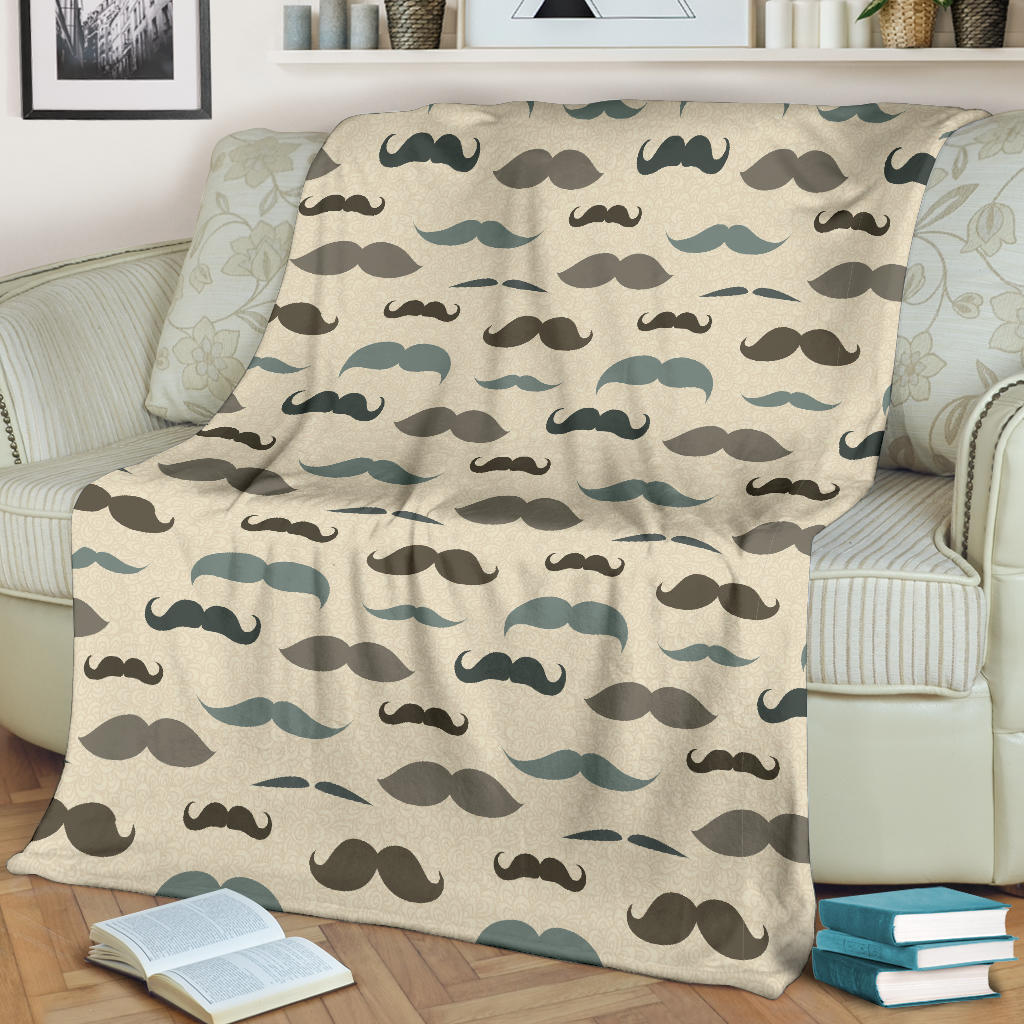 Mustache Pattern Print Design A01 Premium Blanket