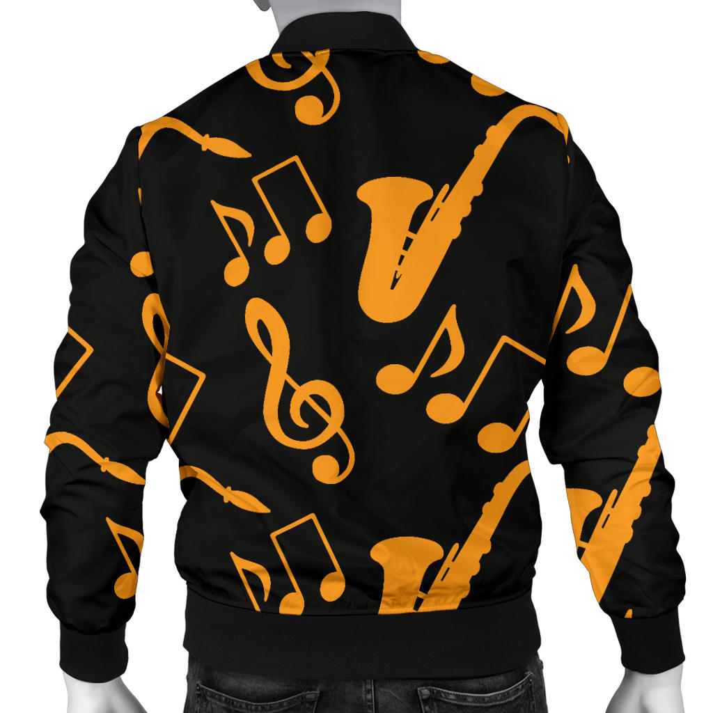 Saxophone Pattern Print Design 02 Men Bomber Jacket