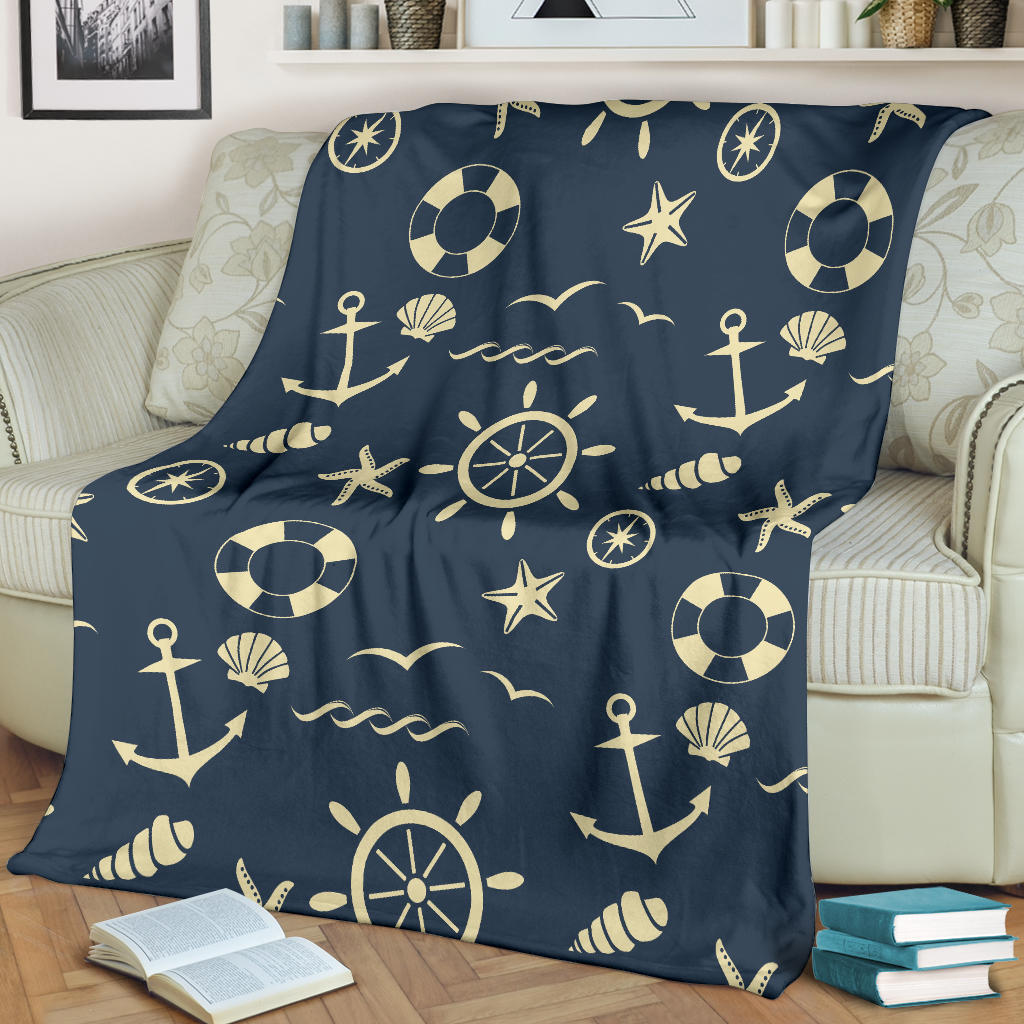 Nautical Pattern Print Design A01 Premium Blanket