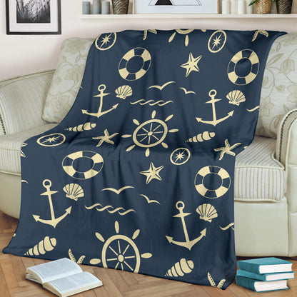Nautical Pattern Print Design A01 Premium Blanket