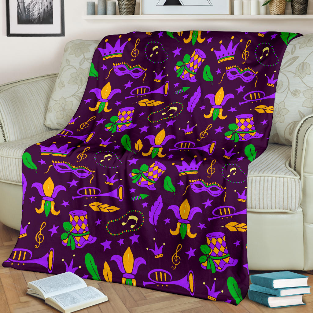 Mardi Gras Pattern Print Design 08 Premium Blanket