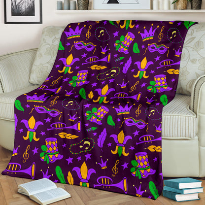 Mardi Gras Pattern Print Design 08 Premium Blanket