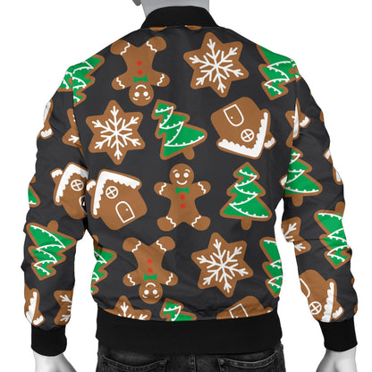 Gingerbread Pattern Print Design 02 Men Bomber Jacket
