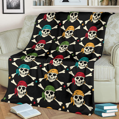 Pirate Pattern Print Design A01 Premium Blanket
