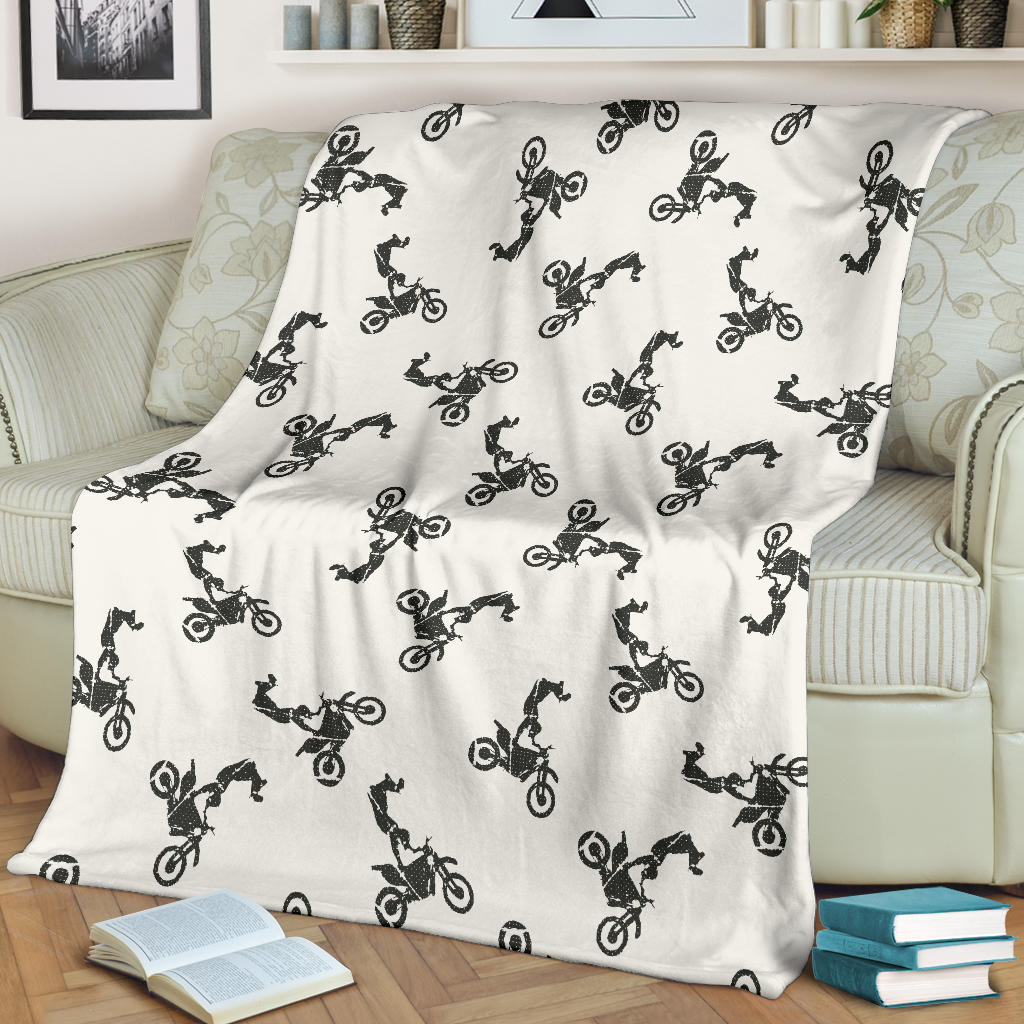 Motocross Pattern Print Design 03 Premium Blanket