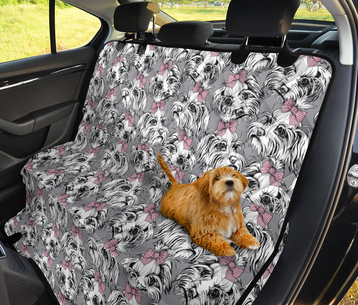 Maltese Pattern Print Design 01 Rear Dog Car Seat Cover Hammock