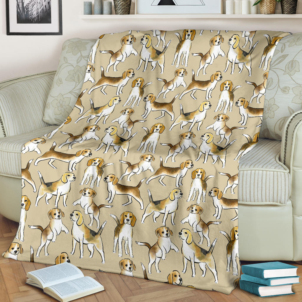 Beagle Pattern Print Design 04 Premium Blanket