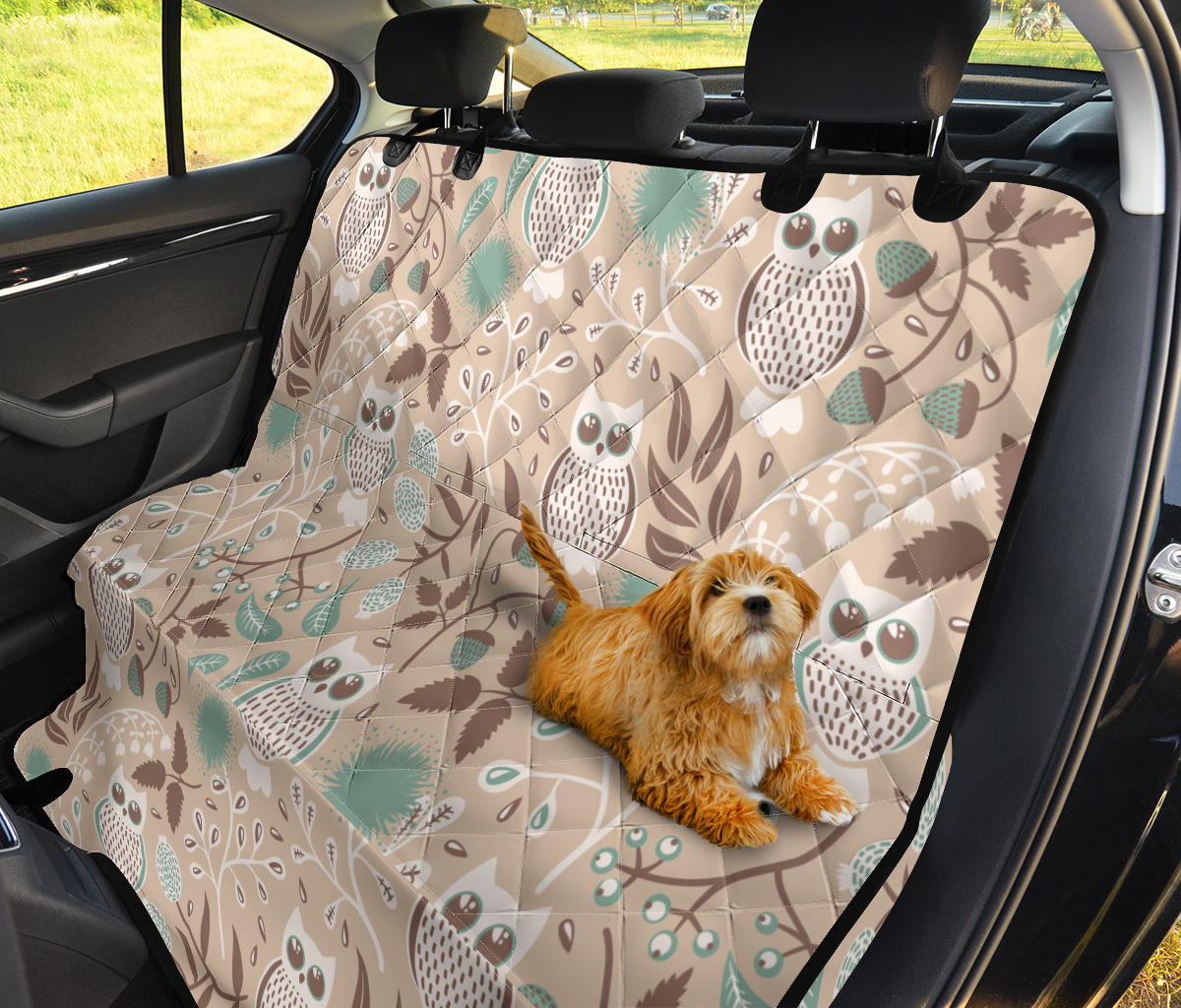 Owl Pattern Print Design A02 Rear Dog Car Seat Cover Hammock