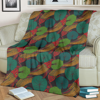 KOI Fish Pattern Print Design 01 Premium Blanket