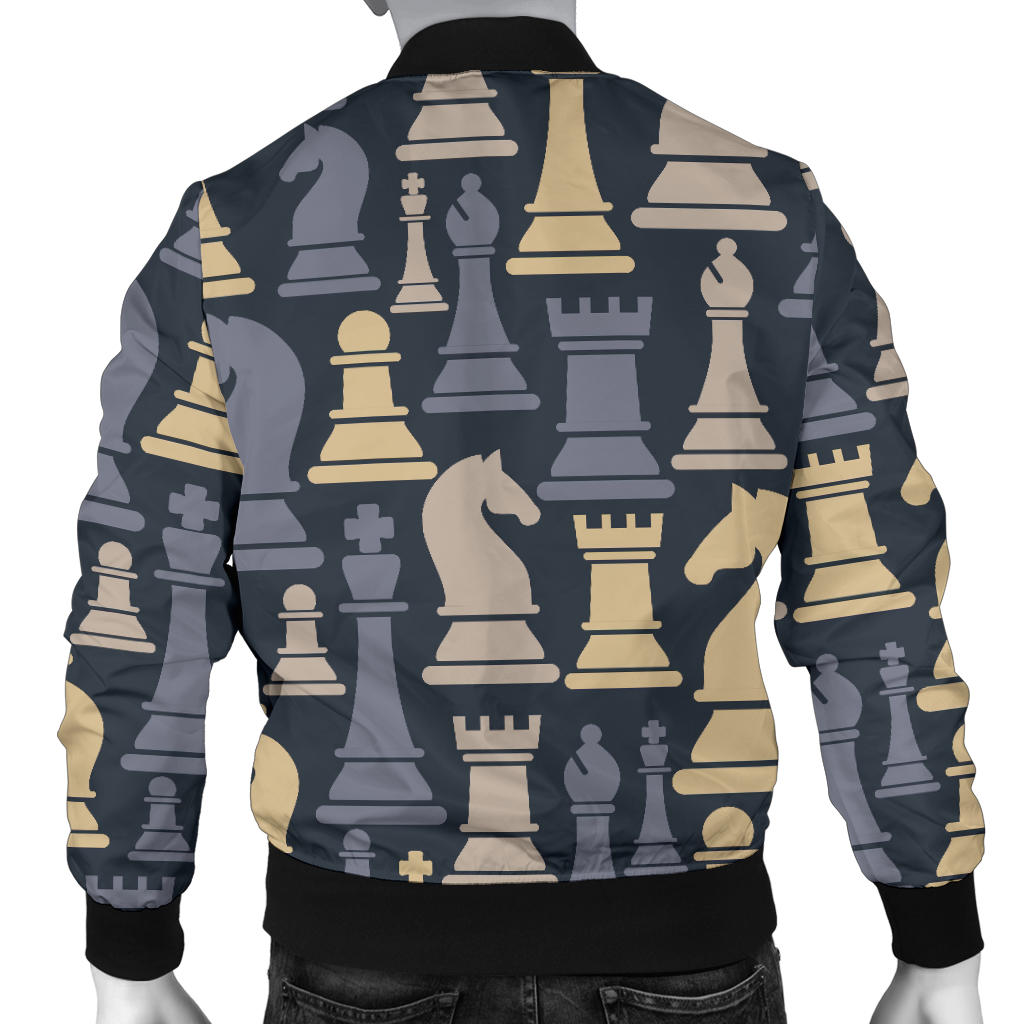 Chess Pattern Print Design 04 Men Bomber Jacket