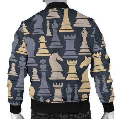 Chess Pattern Print Design 04 Men Bomber Jacket
