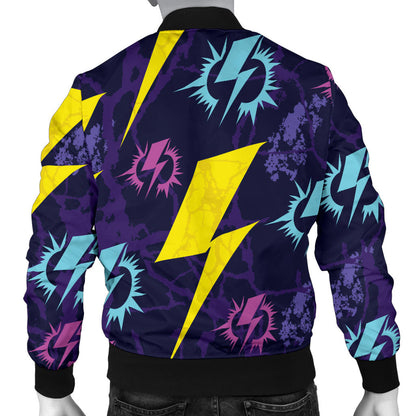 Lightning Thunder Pattern Print Design 01 Men Bomber Jacket