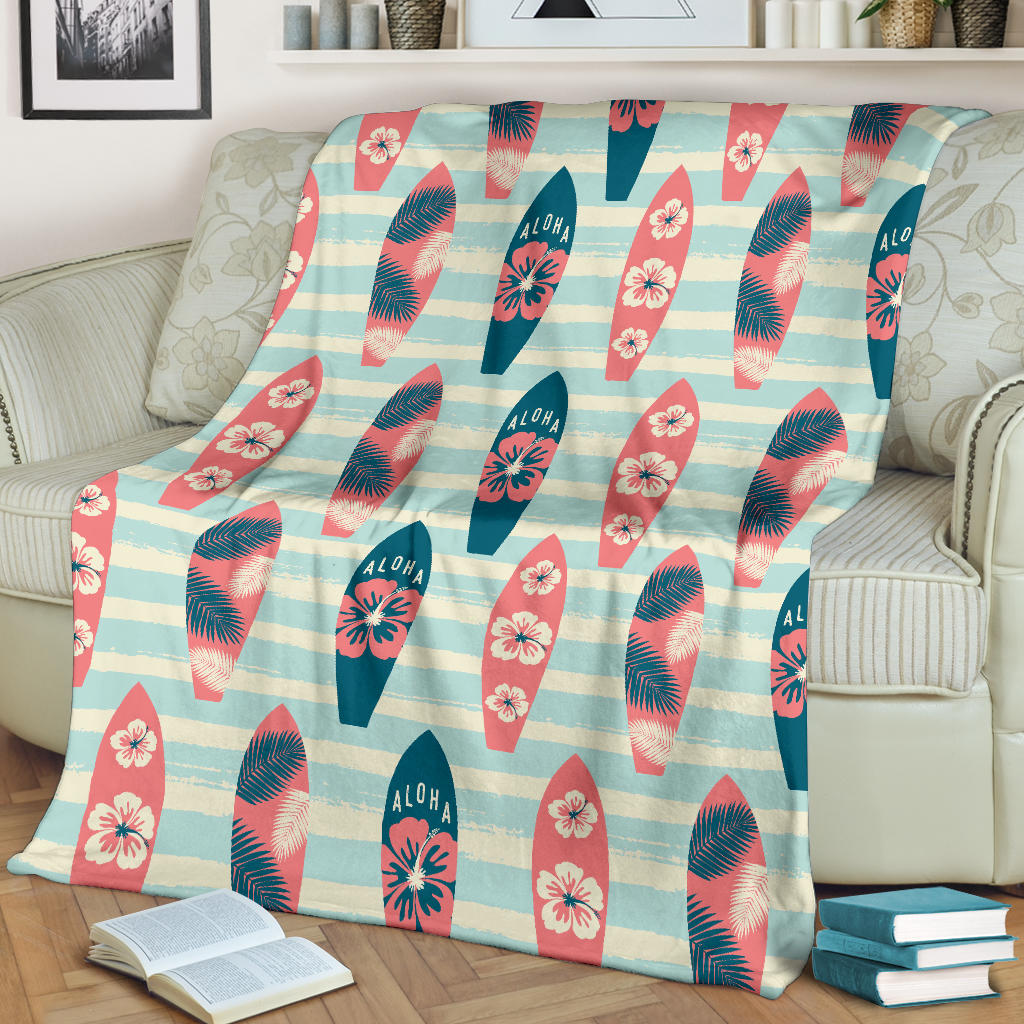 Aloha Hawaii Surfboard Pattern Print Design 02 Premium Blanket