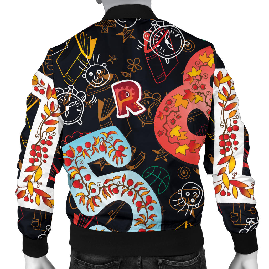 Number Pattern Print Design A03 Men Bomber Jacket