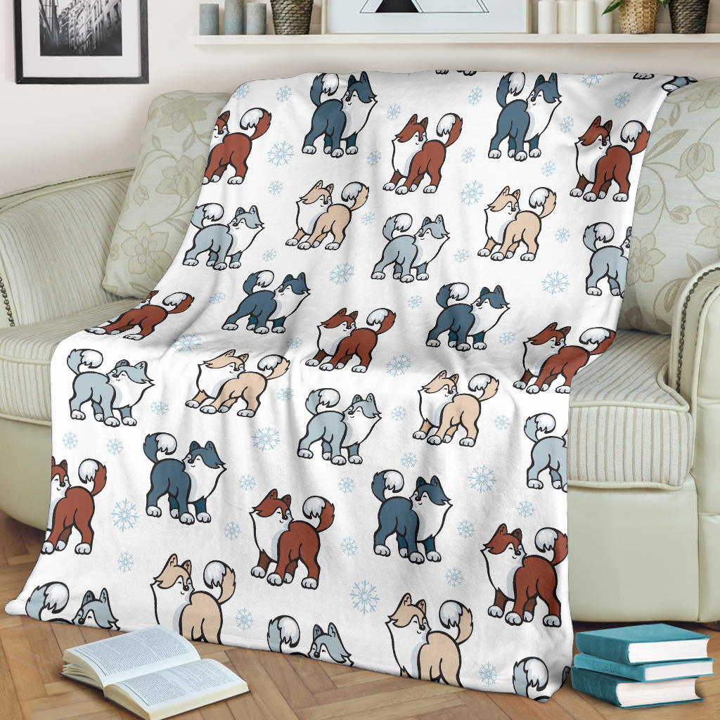 Alaskan Malamute Pattern Print Design 02 Premium Blanket