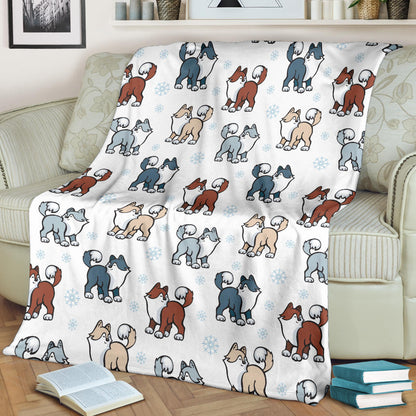 Alaskan Malamute Pattern Print Design 02 Premium Blanket