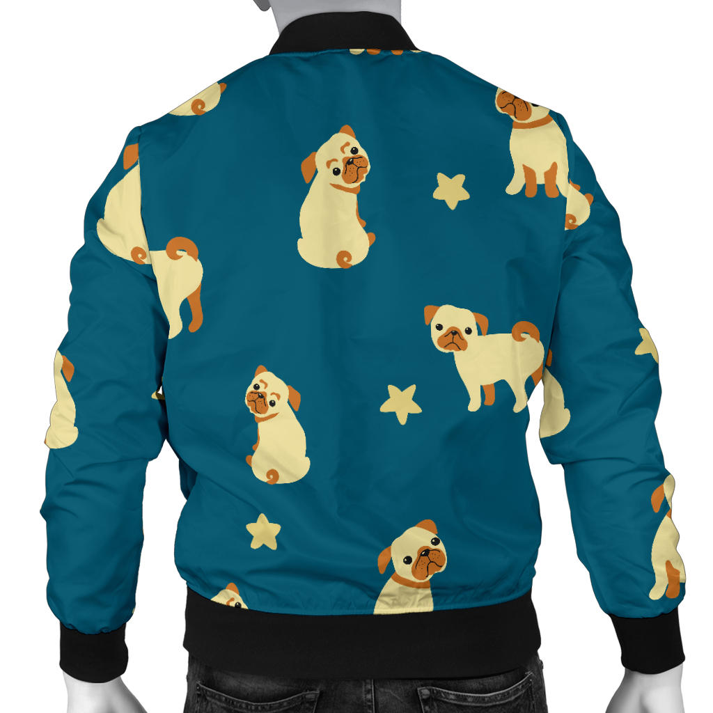Pug Pattern Print Design A06 Men Bomber Jacket