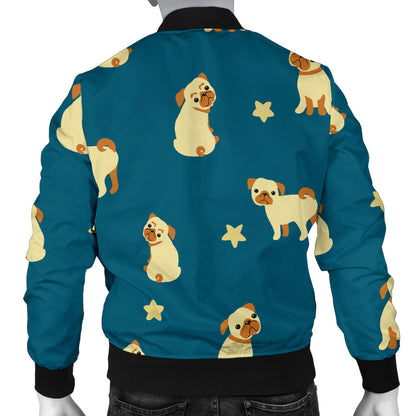 Pug Pattern Print Design A06 Men Bomber Jacket
