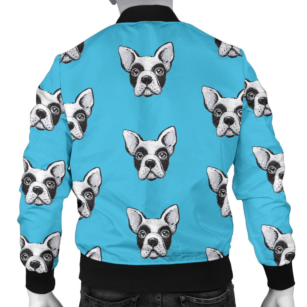 Boston Terrier Pattern Print Design 01 Men Bomber Jacket
