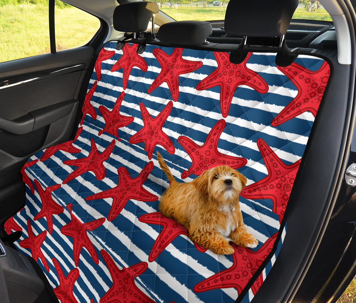 Starfish Red Pattern Print Design 02 Rear Dog Car Seat Cover Hammock