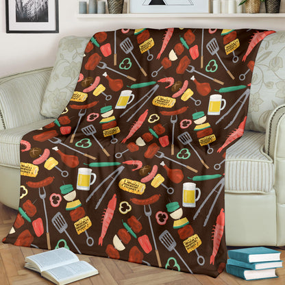 Barbecue Pattern Print Design 05 Premium Blanket