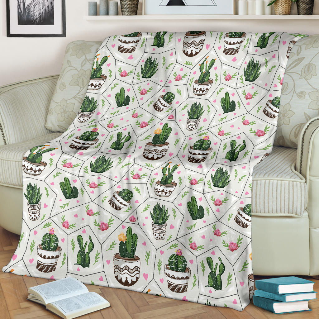 Cactus Pattern Print Design 04 Premium Blanket