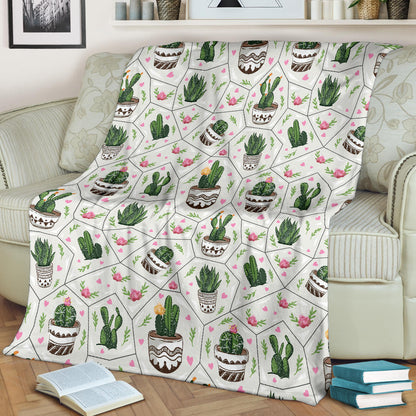 Cactus Pattern Print Design 04 Premium Blanket