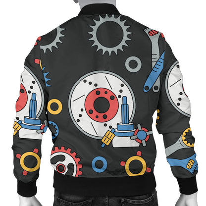 Mechanic Pattern Print Design 01 Men Bomber Jacket
