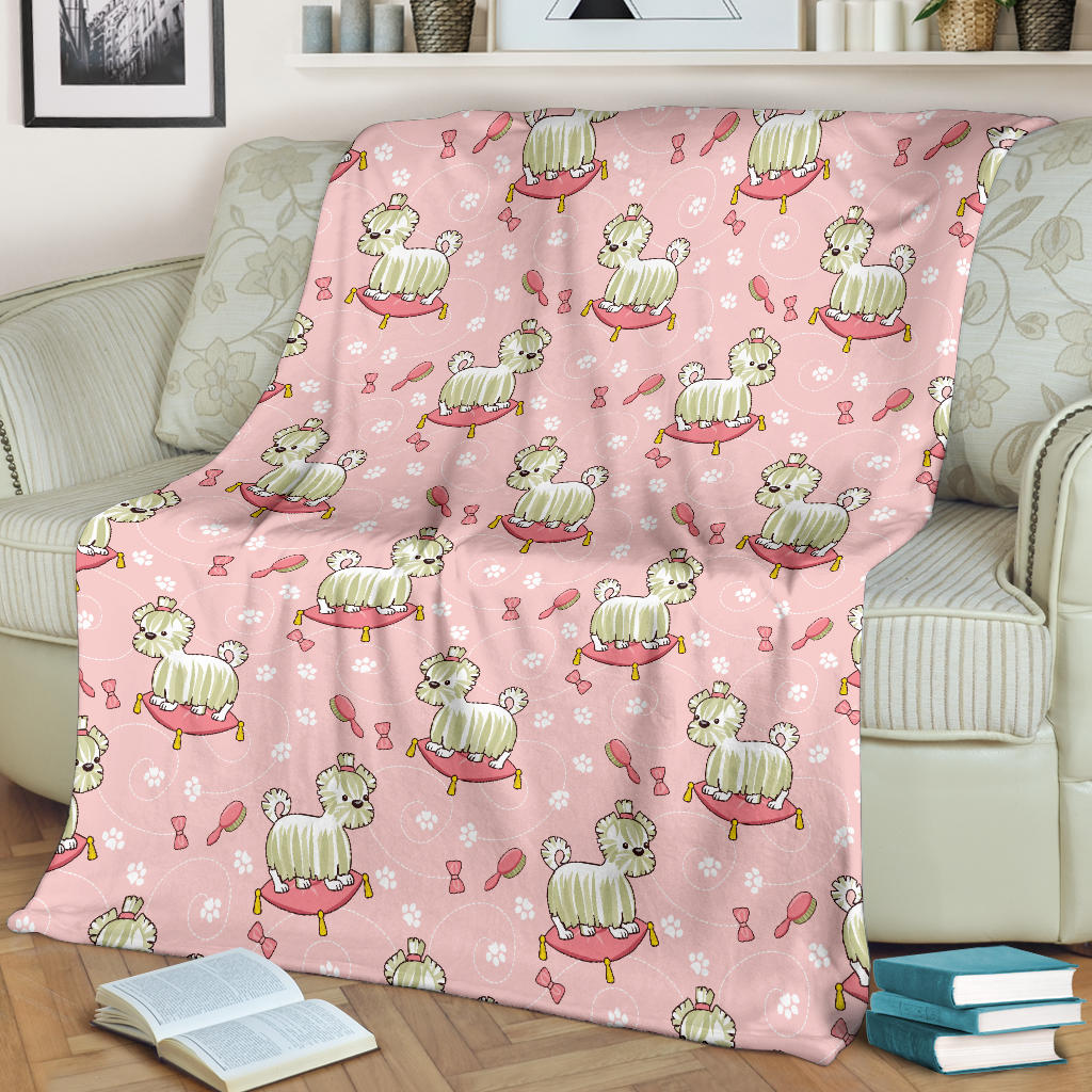 Bichons Frise Pattern Print Design 01 Premium Blanket