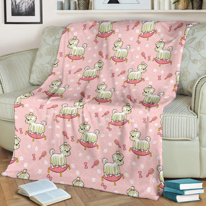 Bichons Frise Pattern Print Design 01 Premium Blanket