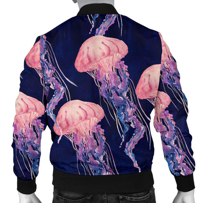 Jellyfish Pattern Print Design 03 Men Bomber Jacket