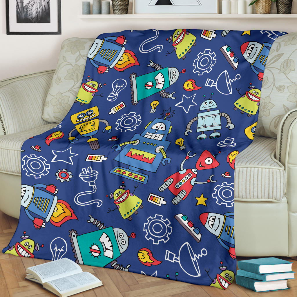 Robot Pattern Print Design A03 Premium Blanket