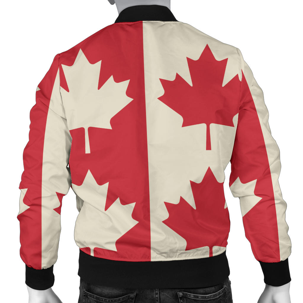 Maple Leaf Pattern Print Design 02 Men Bomber Jacket