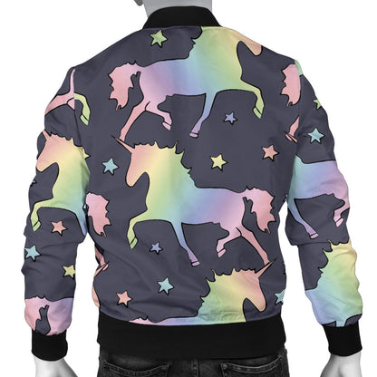 Rainbow Pattern Print Design A05 Men Bomber Jacket