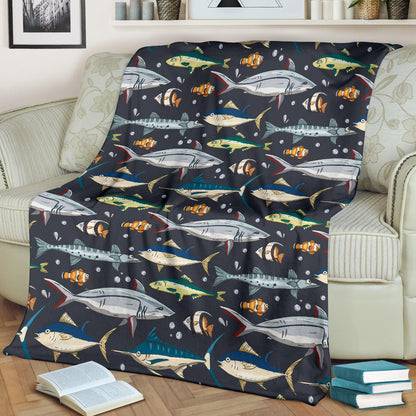 Swordfish Pattern Print Design 04 Premium Blanket