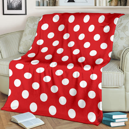 Polka Dot Red Pattern Print Design 04 Premium Blanket
