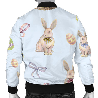 Rabbit Easter Eggs Pattern Print Design 03 Men Bomber Jacket
