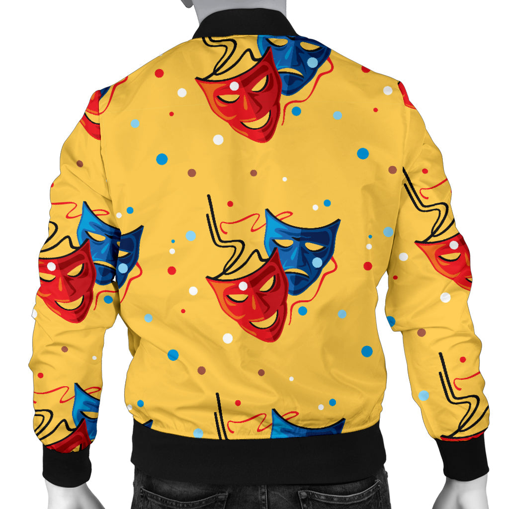 Acting Mask Pattern Print Design 02 Men Bomber Jacket