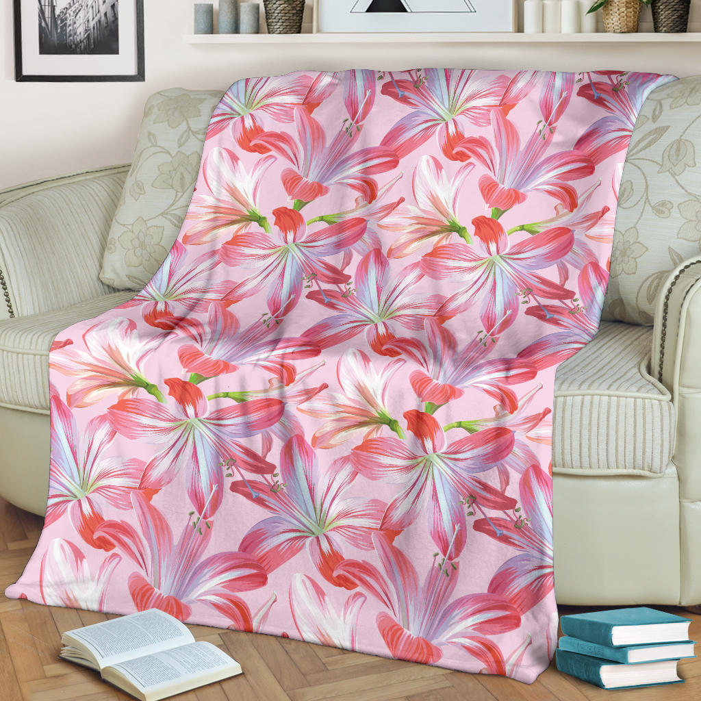 Amaryllis Pattern Print Design 02 Premium Blanket