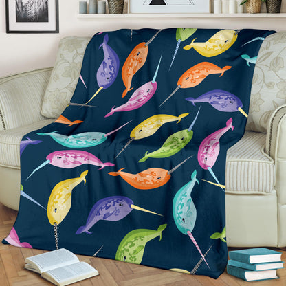 Narwhal Colorful Pattern Print Design 03 Premium Blanket