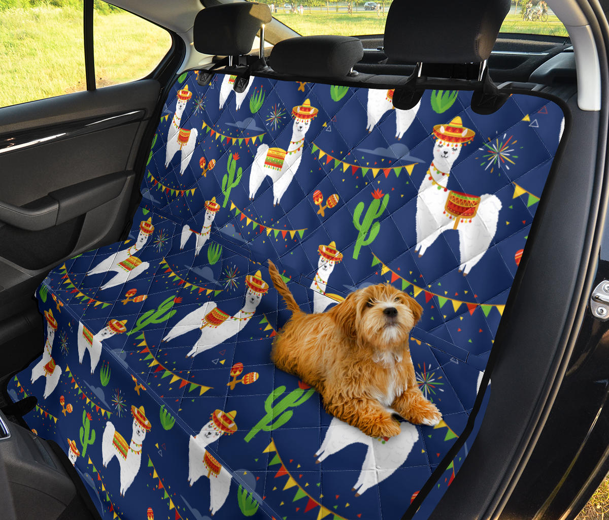 Llama Cactus Pattern Print Design 05 Rear Dog Car Seat Cover Hammock