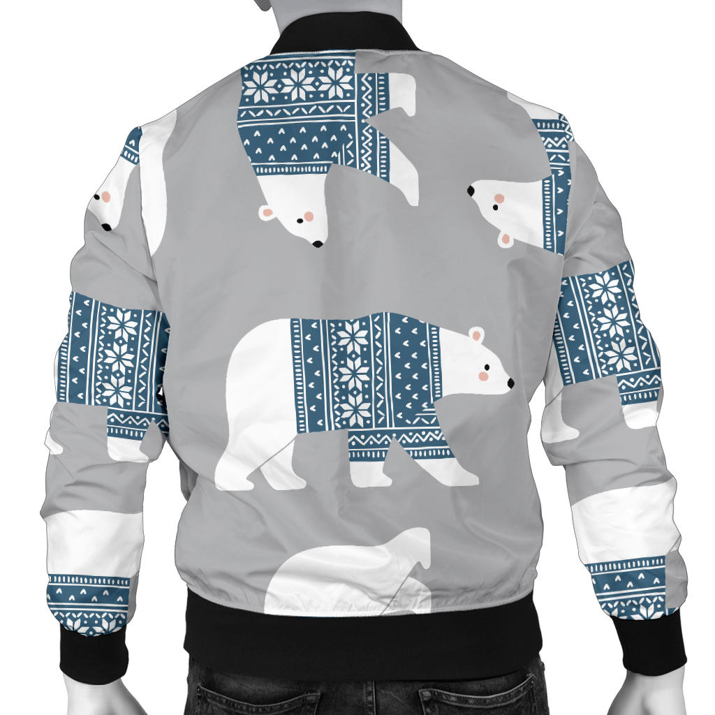 Polar Bear Pattern Print Design A03 Men Bomber Jacket