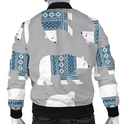 Polar Bear Pattern Print Design A03 Men Bomber Jacket