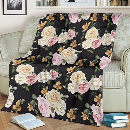 Rose Pattern Print Design A01 Premium Blanket