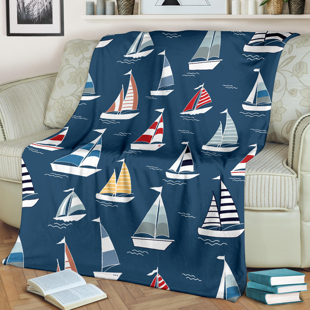 Sailing Ships Pattern Print Design A04 Premium Blanket