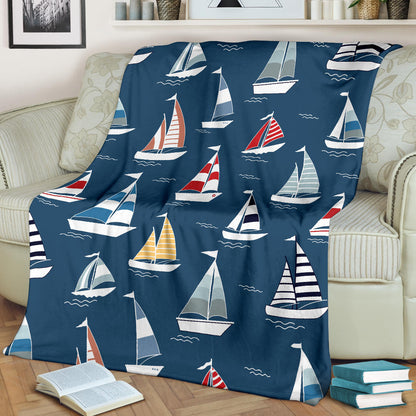 Sailing Ships Pattern Print Design A04 Premium Blanket
